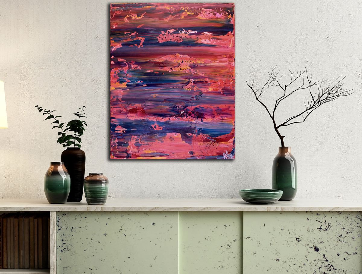 Abstract Acrylic Painting By Nestor Toro, 16 X 20", Energy Frequencies 2 By Nestor Toro, Original Artwork