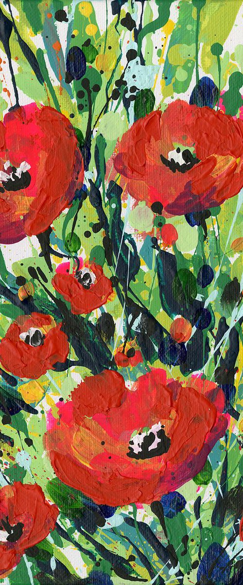 Poppy Pop -  Textured Flower Painting  by Kathy Morton Stanion by Kathy Morton Stanion