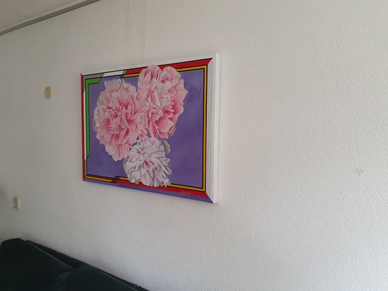 Three Peonies In a Complicated Frame