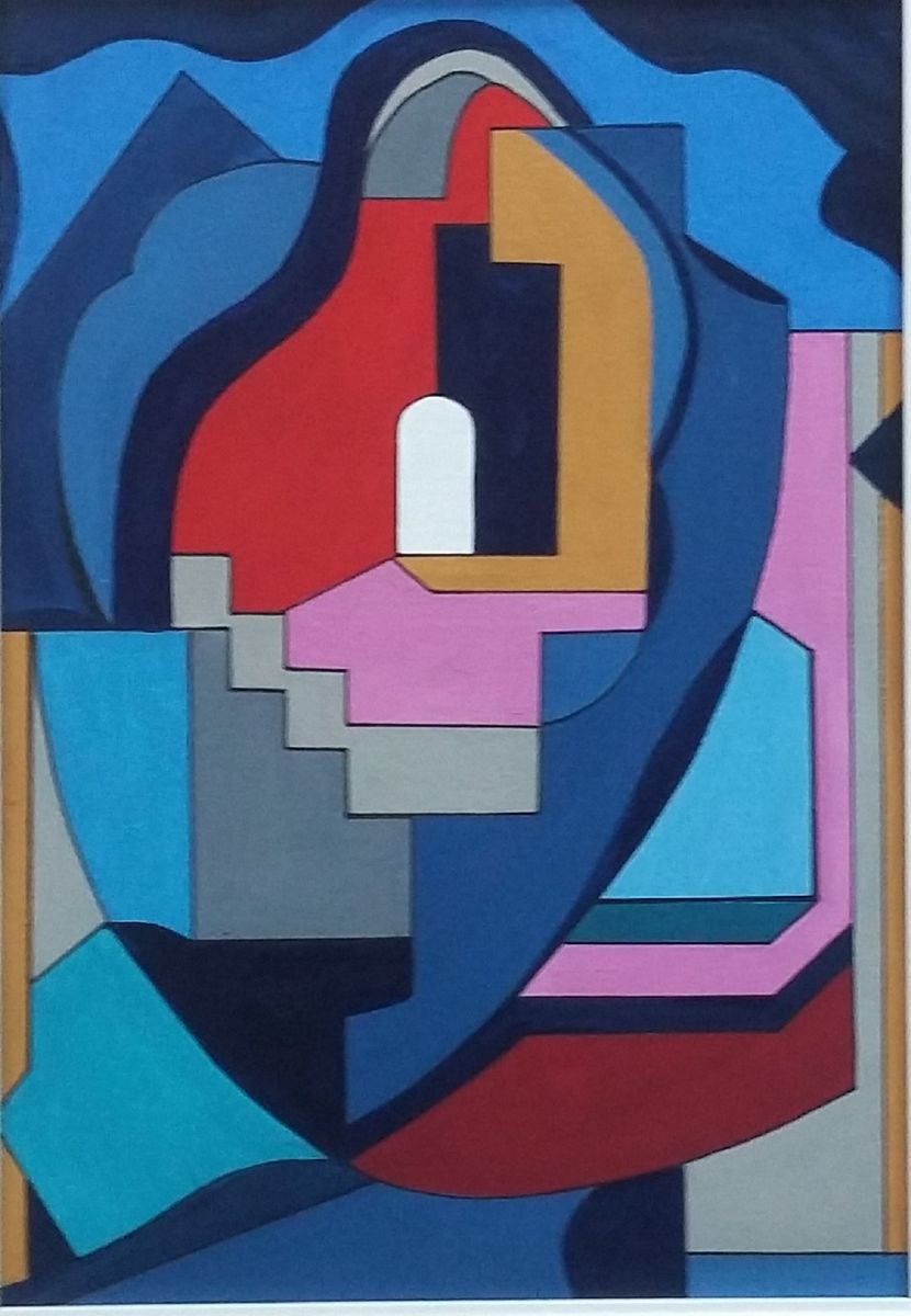 Geometric Abstract Painting By Paul Heron, 11 X 14", Into The Distance, Original Artwork