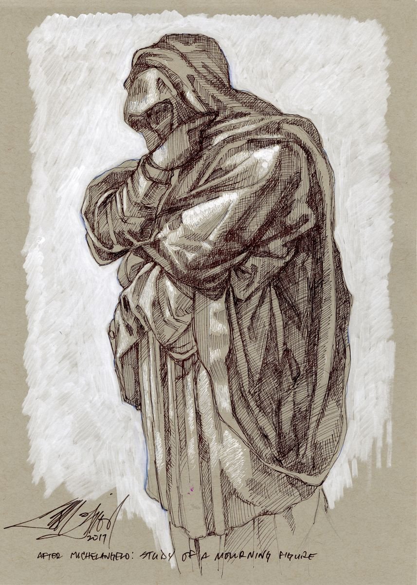After Michelangelo - Study of a Mourning woman by James Simon