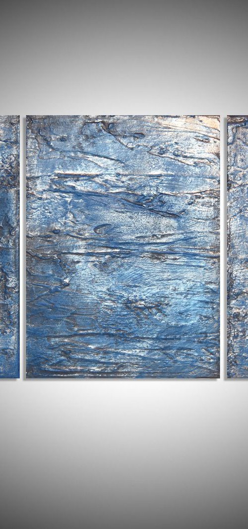 Triptych Silver 2 abstract canvas by Stuart Wright