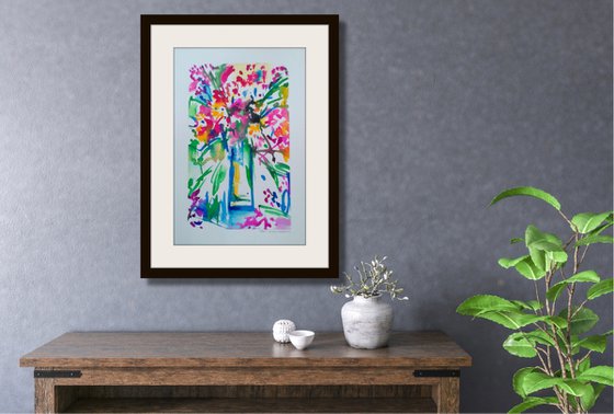 Spring Flowers in a Blue Vase II