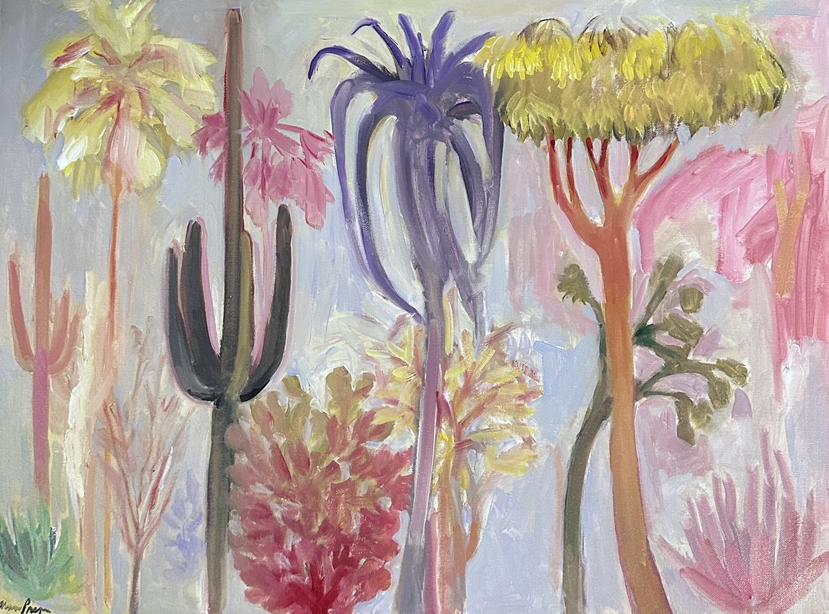 Impressionistic Abstract Oil Painting By Arun Prem, 24 X 18, Fog In The Desert, Original Artwork