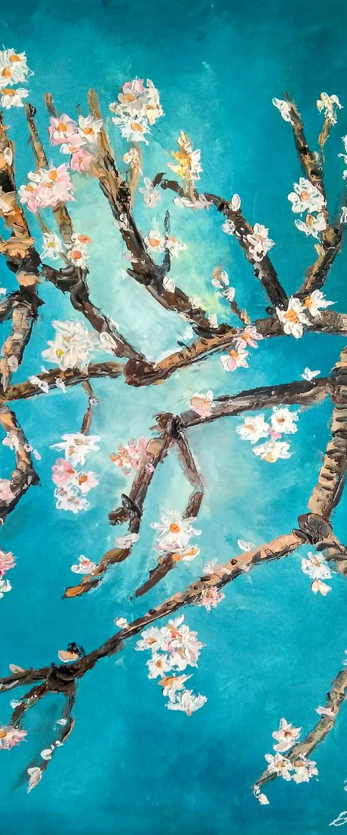 Blooming almonds inspired by Vincent Van Gogh by Yulia Berseneva