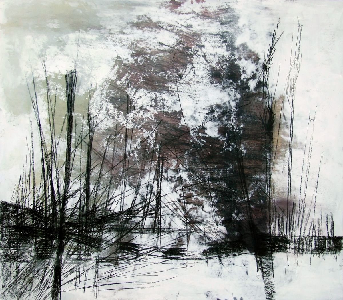 Abstract Landscape Painting By Marjan Fahimi, 43 X 39", Spighe - Iii, Original Artwork