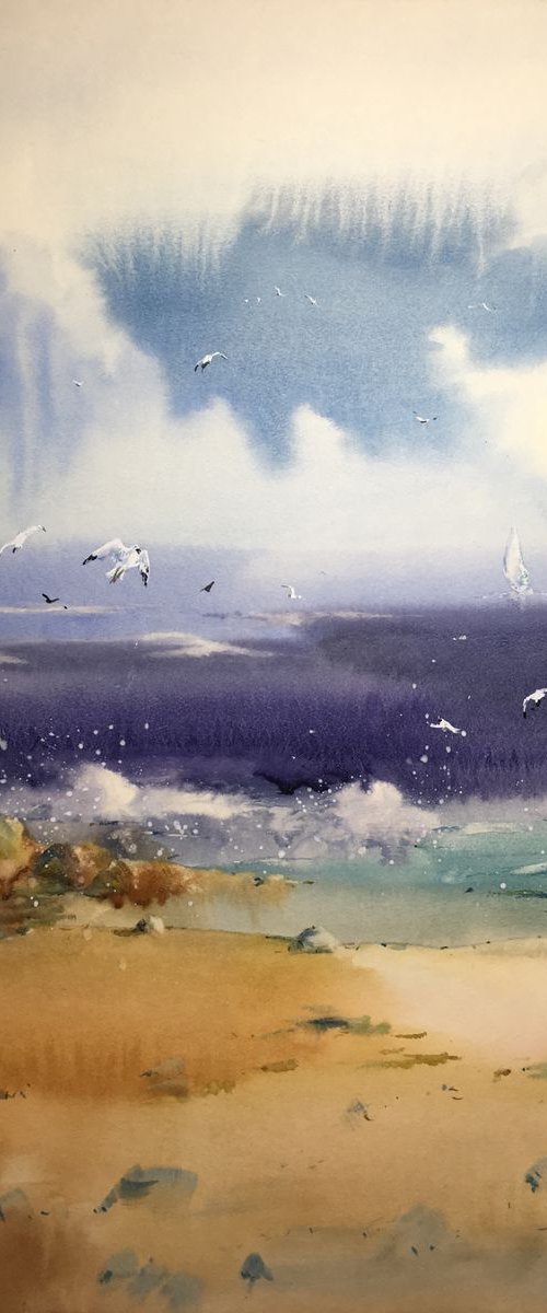 Watercolor "The magic of sea” by Iulia Carchelan