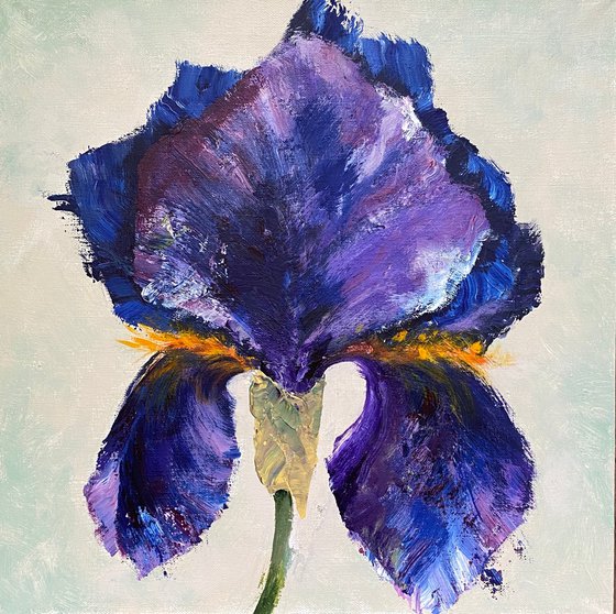 Iris dark blue original painting on canvas