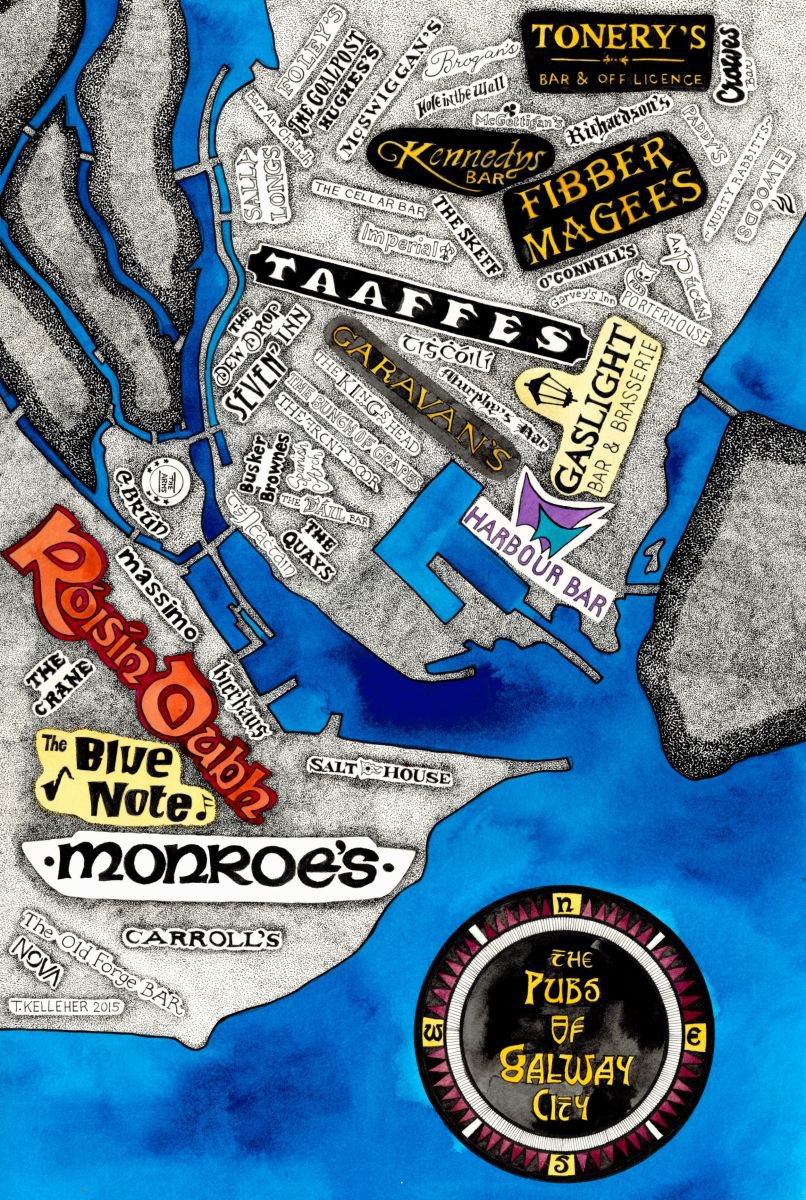 Pubs of Galway City Word Map by Terri Kelleher