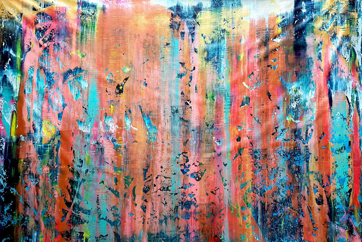Abstract Acrylic Painting By Ivana Olbricht, 69 X 43, Dive In, Original Artwork