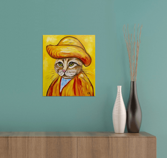 Cat, Vincent Van Gogh inspired by his self-portrait.