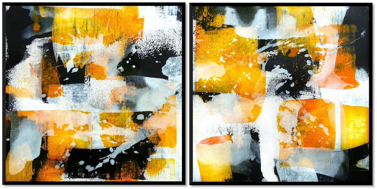 Abstract No. 10120 black & white - set of 2 by Anita Kaufmann