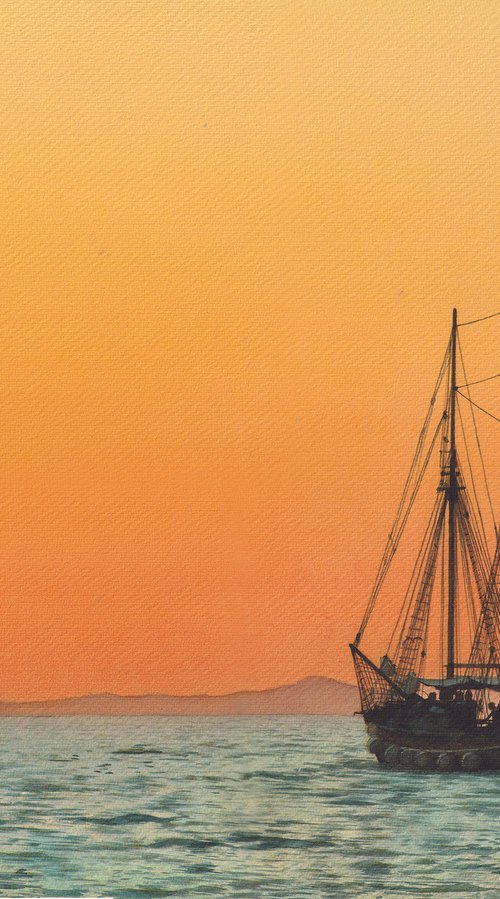 Sunset into the sea by boat by REME Jr.
