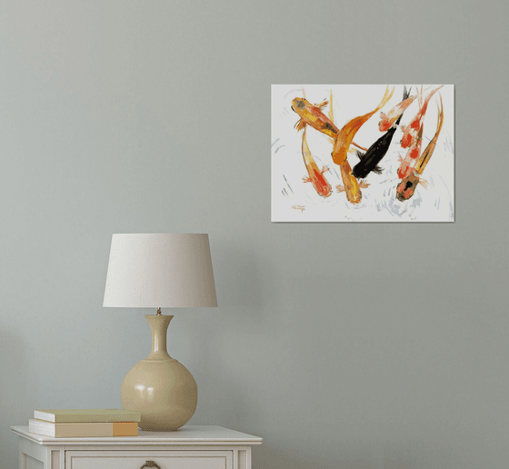 9 Koi fish, feng shui art