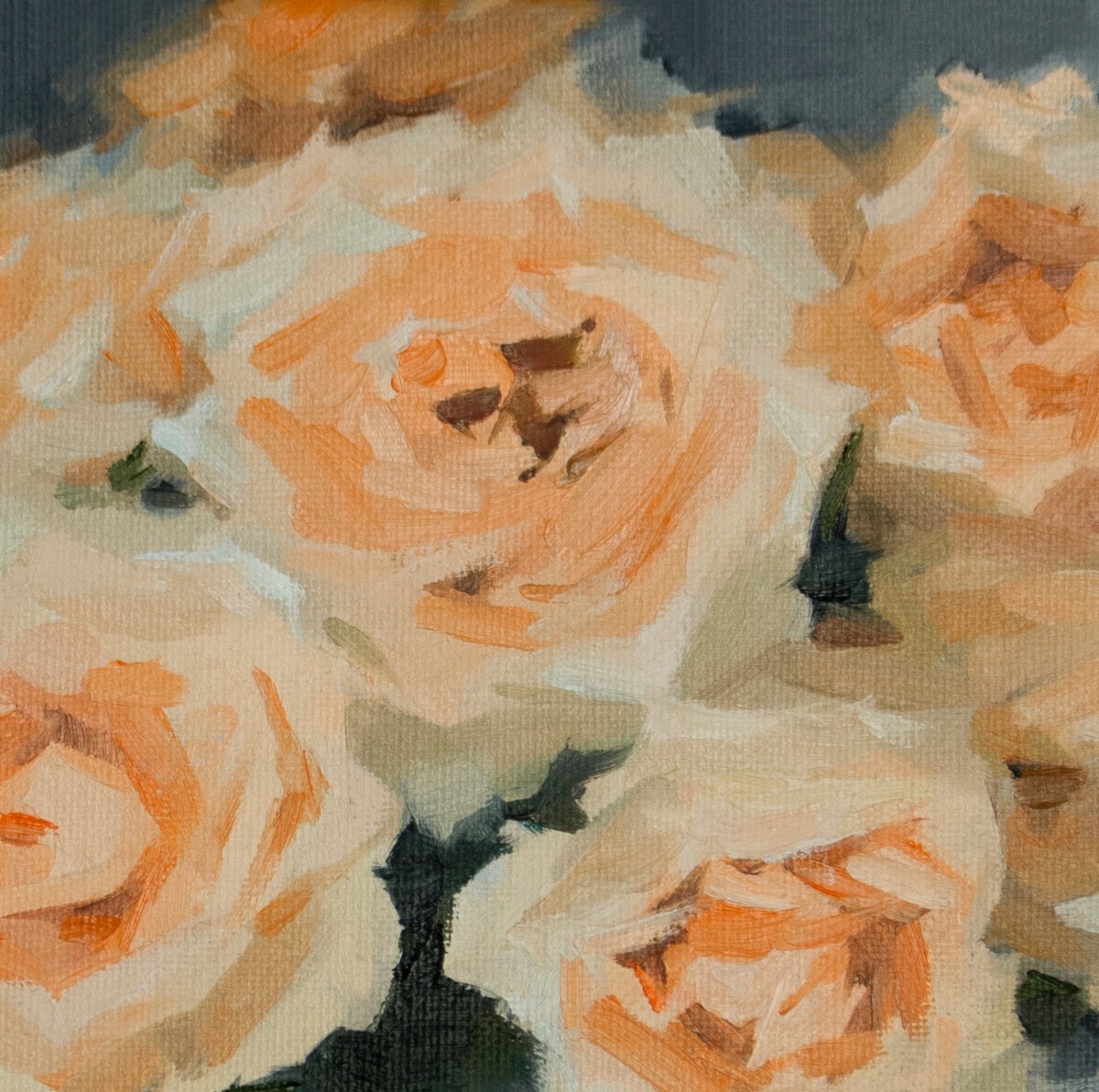 Impressionistic Botanical Oil Painting By Tatiana Alekseeva, 8 X 8", Tender Roses, Original Artwork
