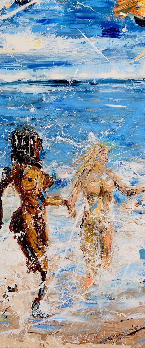 Female nude: Free your mind 100x100 cm.|39.37"x39.37" painting by Oswin Gesselli by Oswin Gesselli