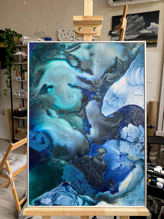 Ocean Ink Abstract Painting