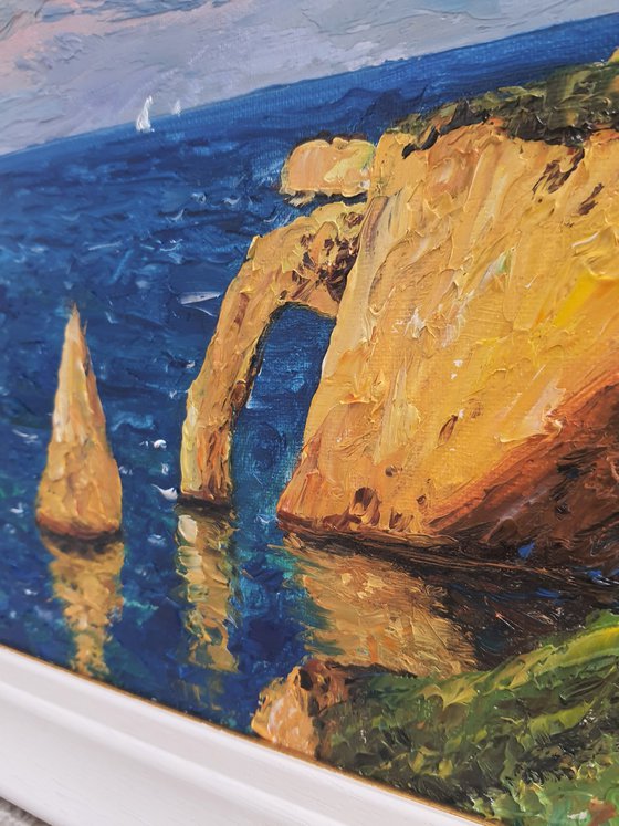 Cliffs of Etretat, Normandy, France, oil painting