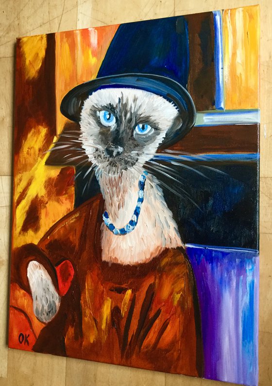 Cat  in a Hat, inspired by Amedeo Clemente Modigliani