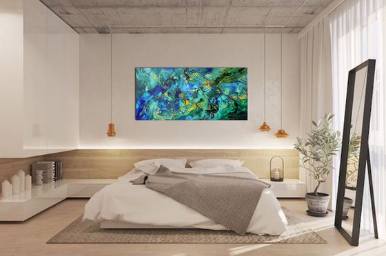 Summer night - large modern abstract painting art