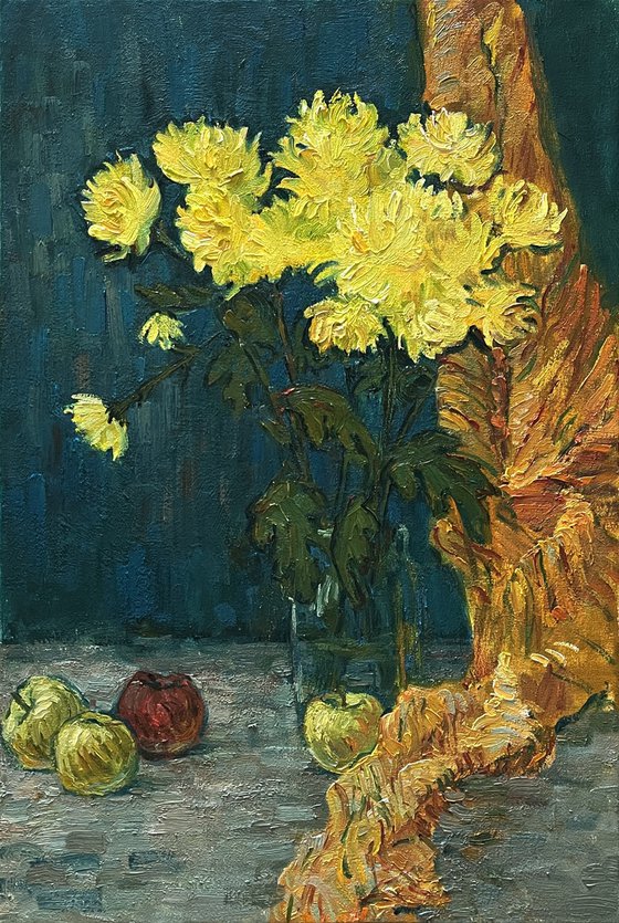 "Still life with chrysanthemums"