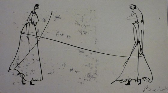 Passers-by, miniature drawing