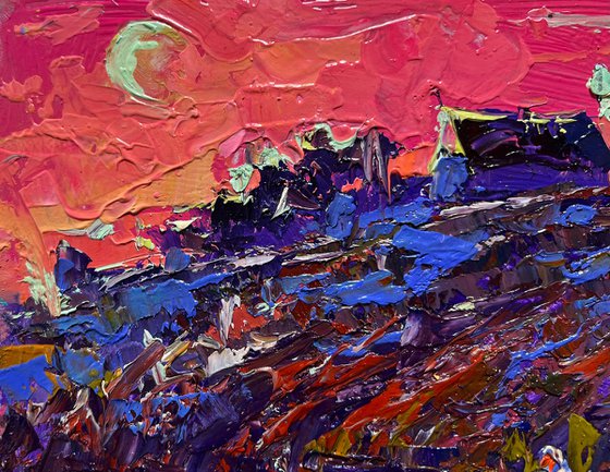 Crimson evening by the river