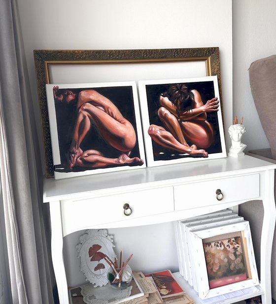 Comfort Zone - Figurative Nude Diptych