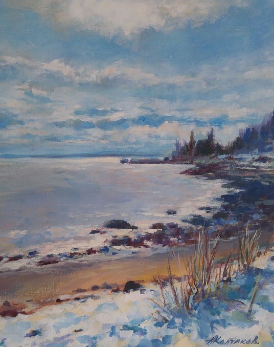 Winter beach 2, (12x16'')