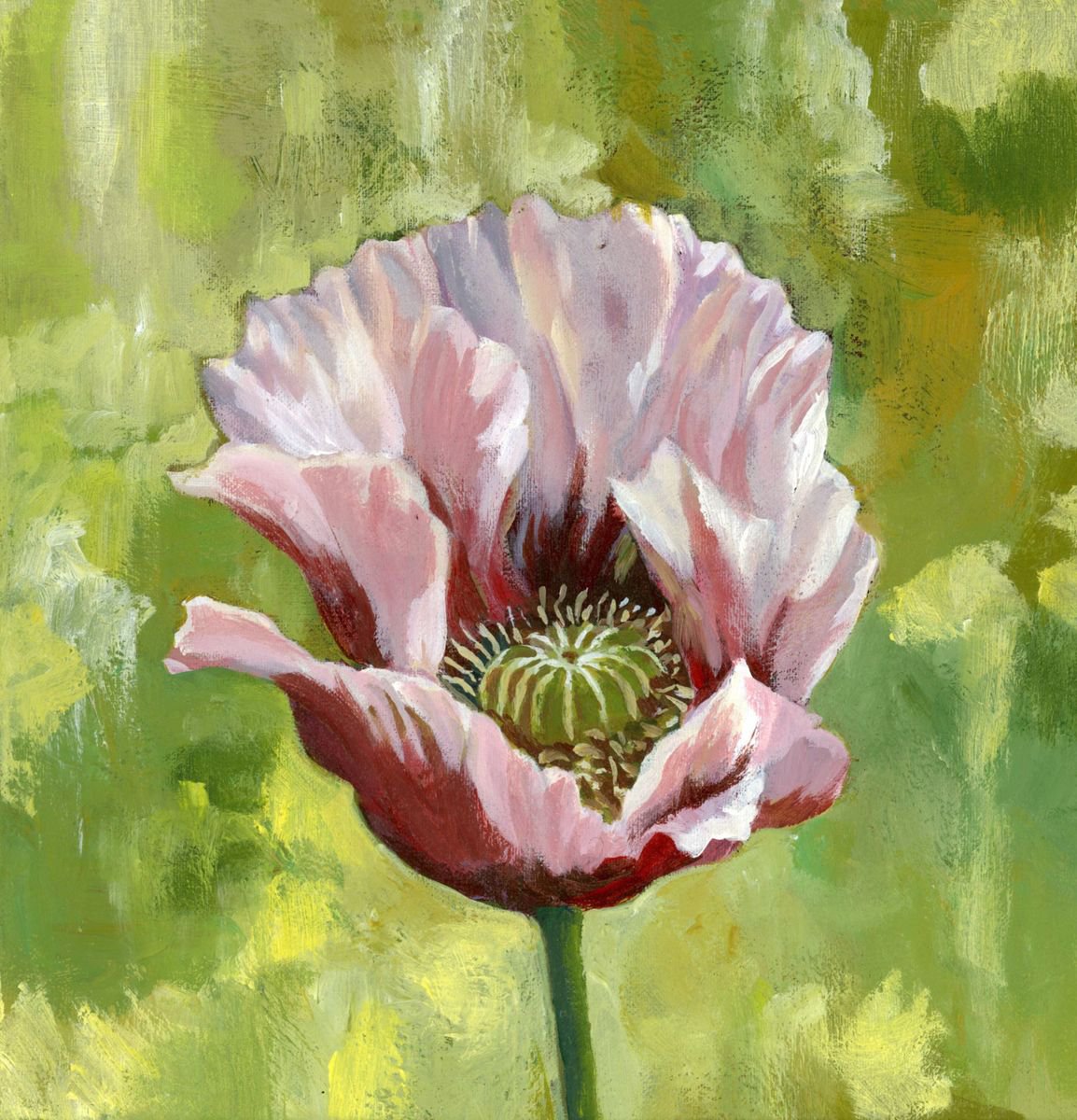 pink poppy Acrylic painting by Alfred Ng | Artfinder