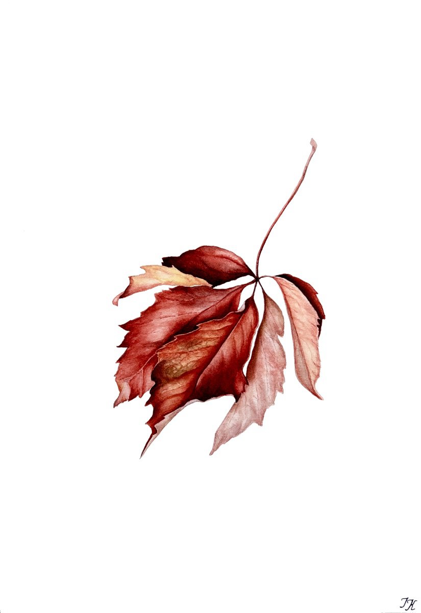 Illustrative Botanical Watercolour By Tetiana Kovalova, 7 X 10", Autumn Breath, Original Artwork