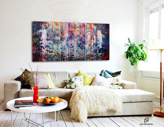 180x90cm. / Abstract triptych / Abstract 124