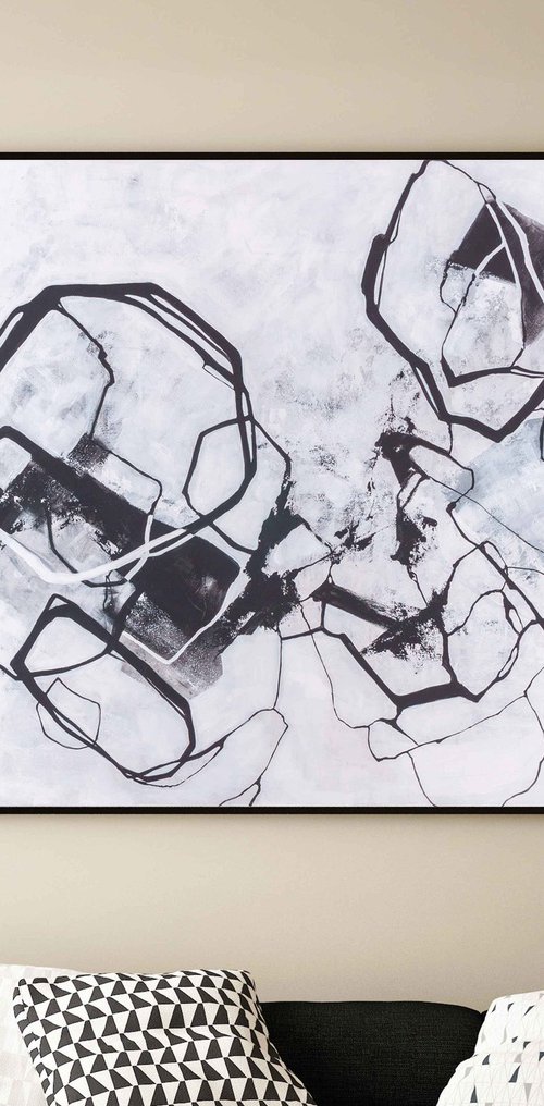 "Black and white" Black white abstract art by Nina