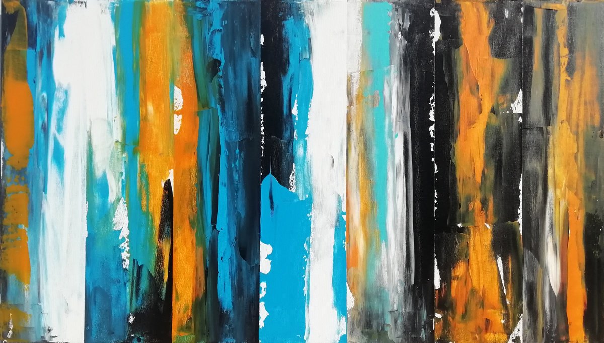 Organic Abstract Acrylic Painting By Francisco Santos, 28 X 16, Insigh 01, Original Artwork