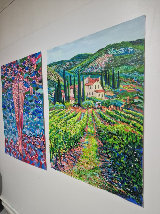 Tuscan Countryside with Vineyard