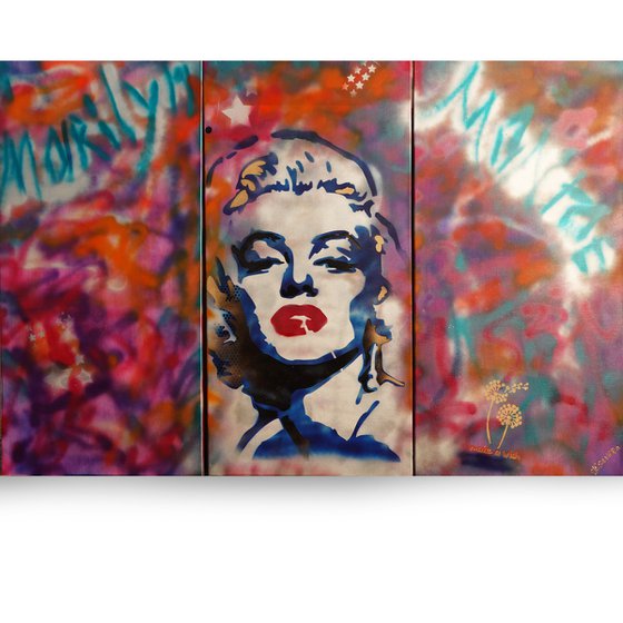 Marilyn Monroe F161 - large triptych - street art style paintings by Ksavera