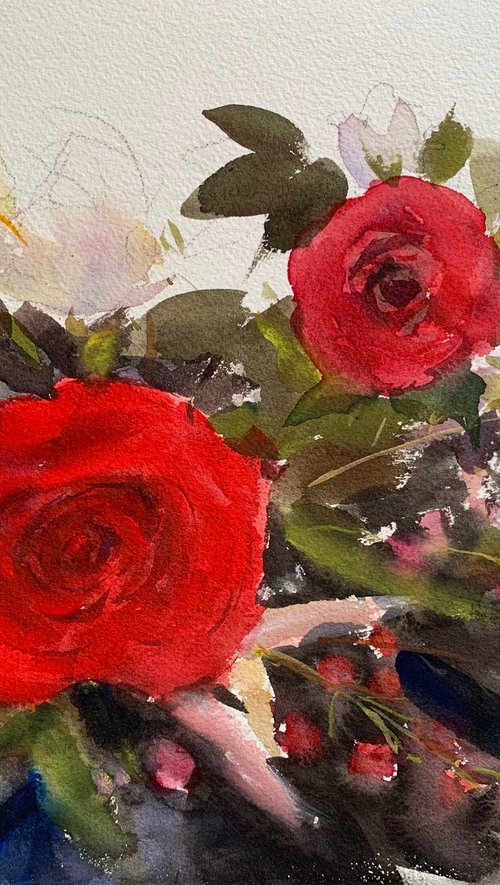 Red roses by Shelly Du