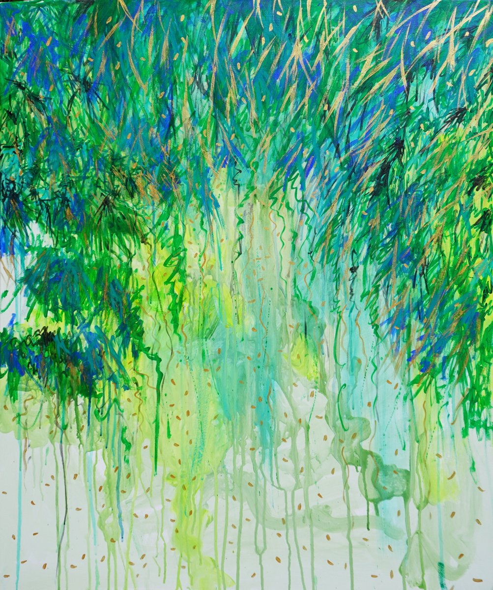 Abstract Botanical Acrylic Painting By Aasiri Wickremage, 32 X 40, Tranquil, Original Artwork