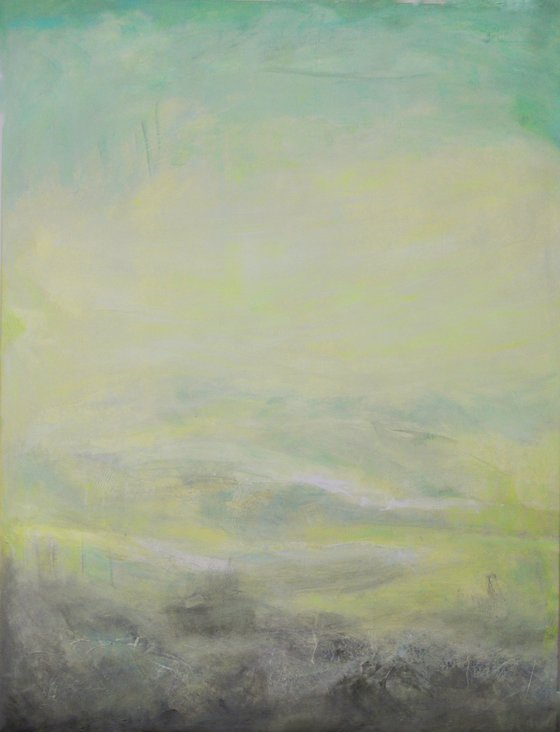 Landscape in yellow and turquoise