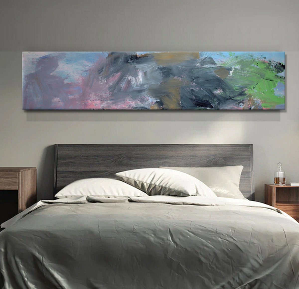 Abstract Oil Painting By Hugh Abernethy, 64 X 14, Otogowo, Original Artwork