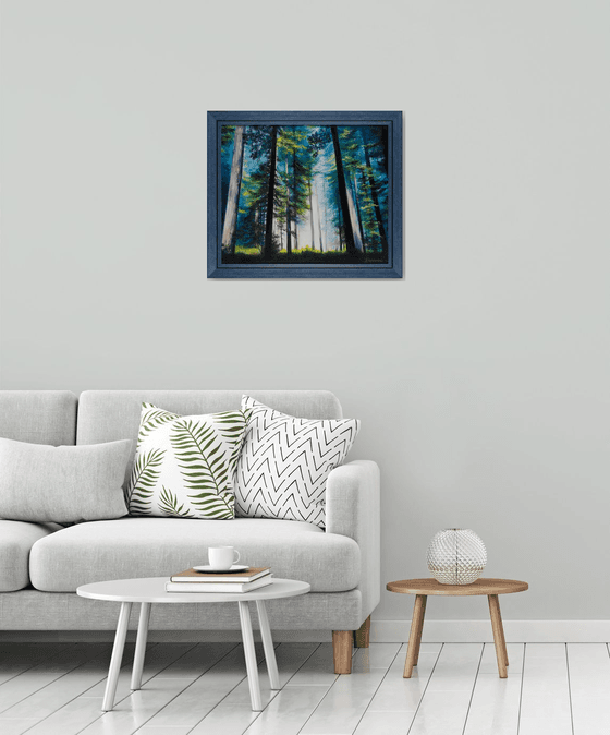 "Mysterious forest"  forest landscape summer  liGHt original painting  GIFT (2015)