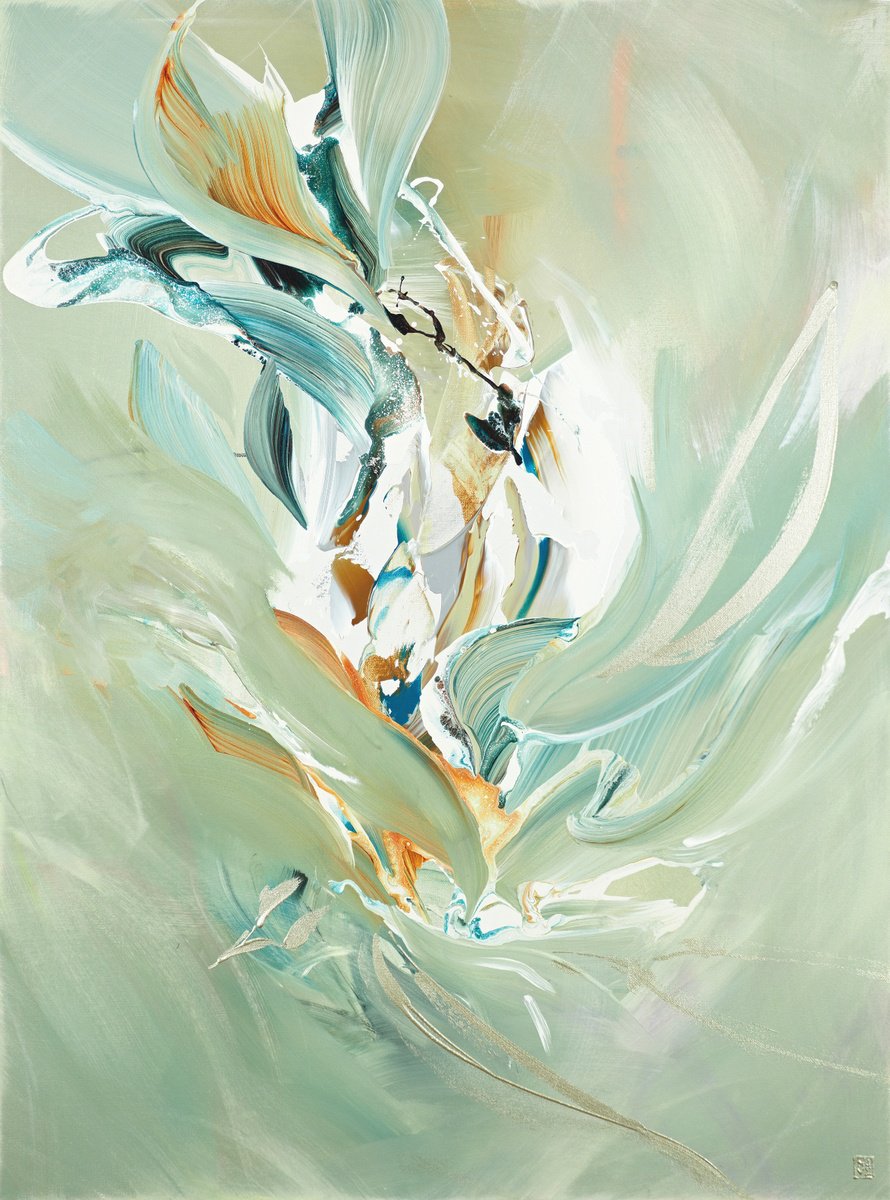 Abstract Acrylic Painting By Novi Lim, 30 X 40", Point Breeze, Original Artwork