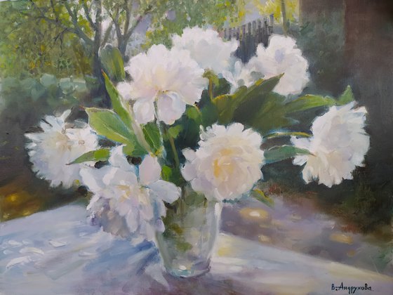 Peonies on the table