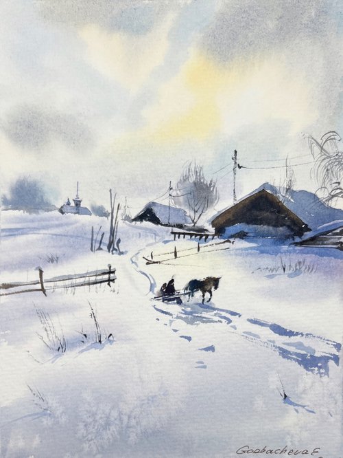 Winter morning in the village by Eugenia Gorbacheva