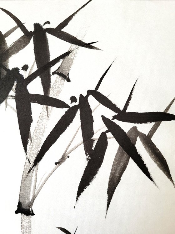 Two intersecting bamboo trunks