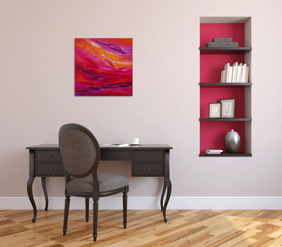 Sky Element I, 60x60 cm, Deep edge, Original abstract painting, oil on canvas