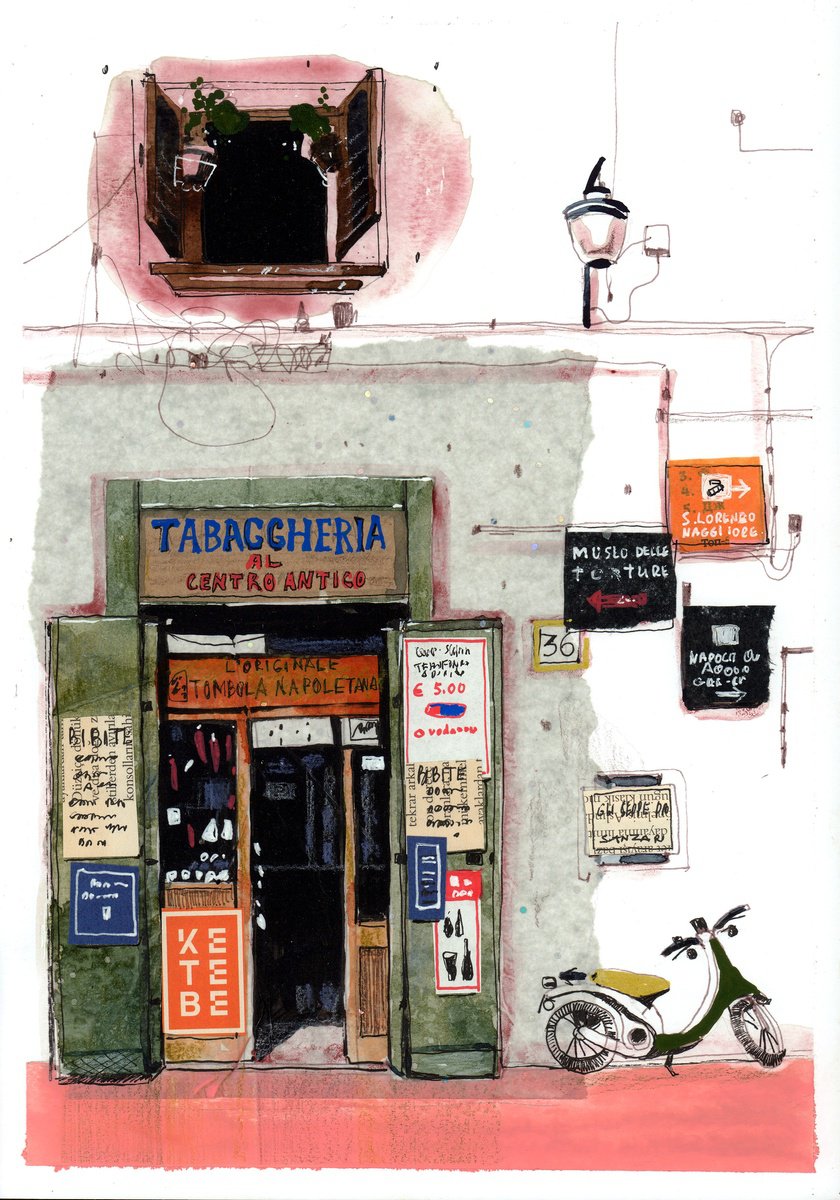 Impressionistic Cityscapes Painting By Anastasia Mamoshina, 8 X 12, Neapolitan Charm, Original Artwork