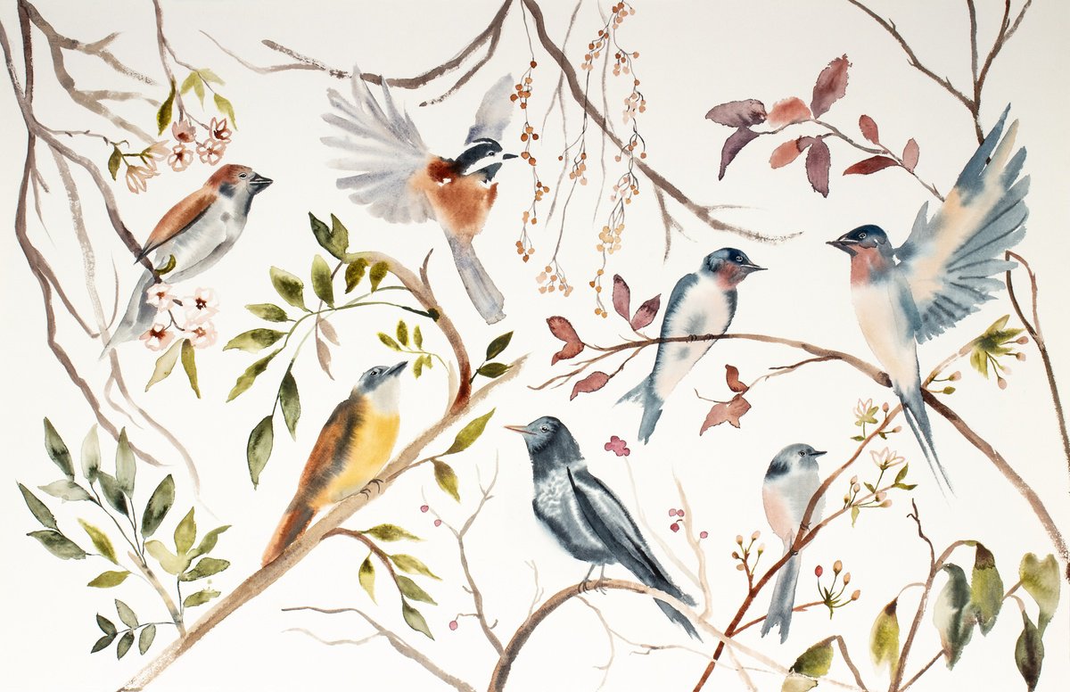 Birds on Branches by Elizabeth Becker