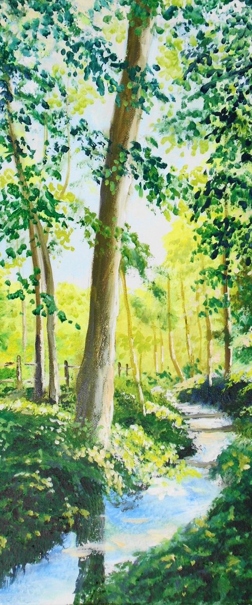 Sunlight Across the Stream Enbrook Park by Rod Bere