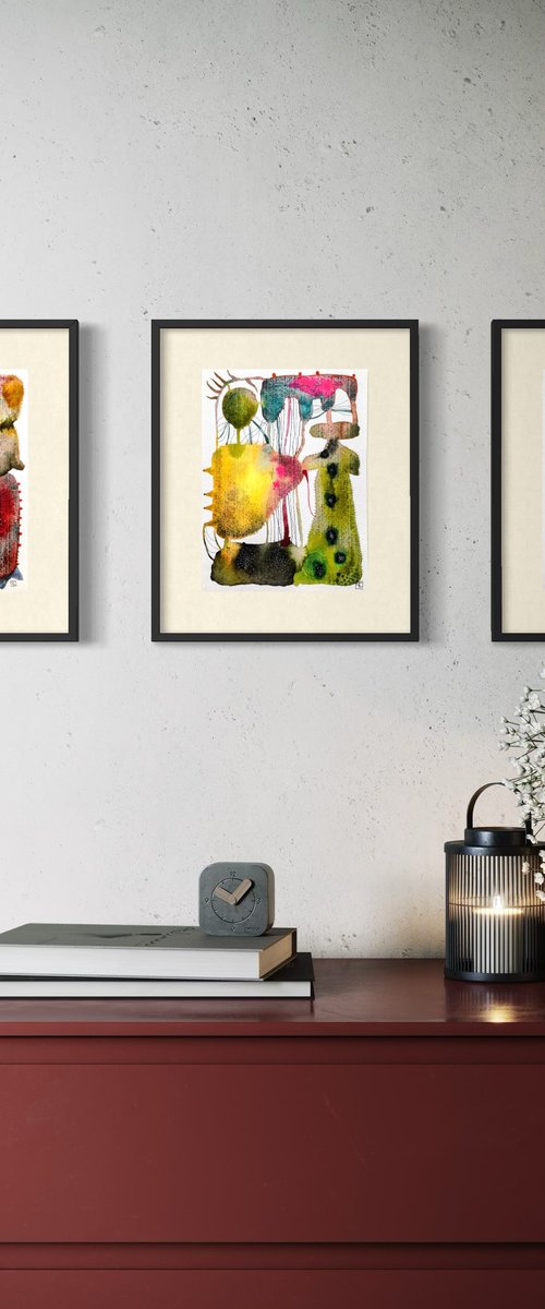 TRIPTYQUE ABSTRAIT 172401 by Eva Fialka
